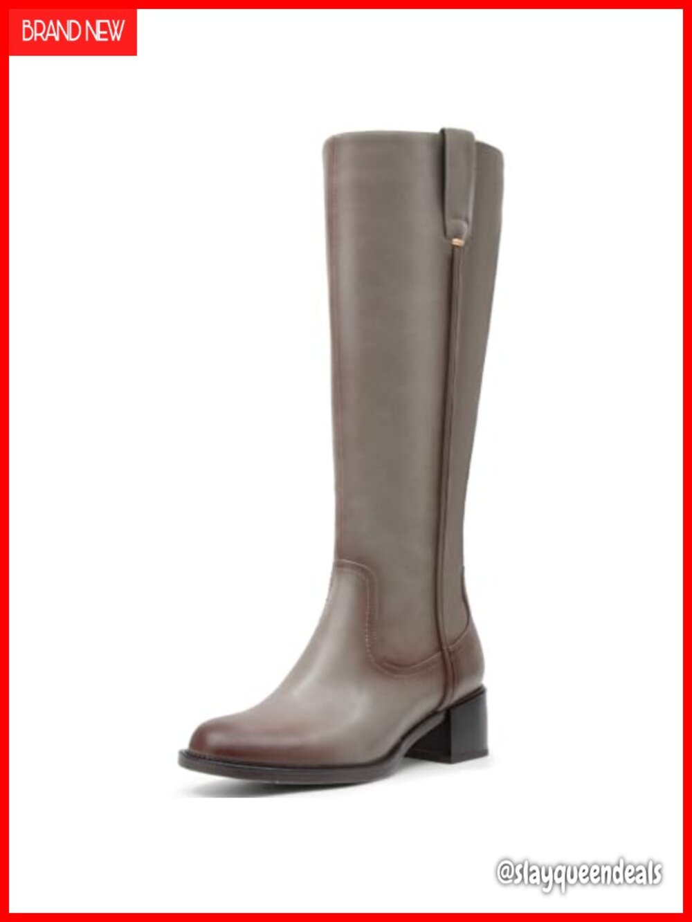Women's Knee High Chunky Heel Tall Riding Boots Faux Leather Side Zip Wide Calf